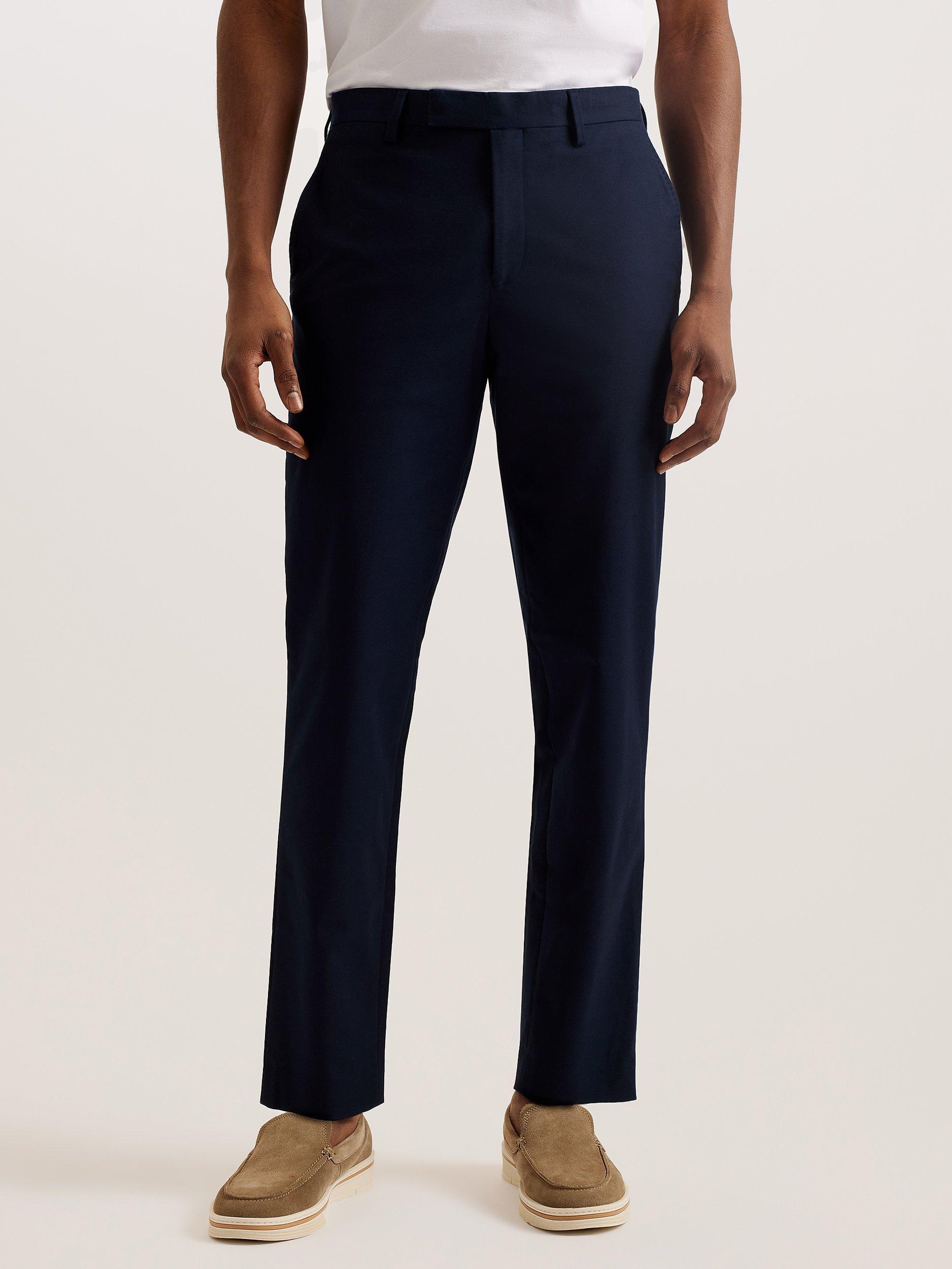Ted Baker Felixt Slim Fit Cotton Tailored Trousers, Black, Navy