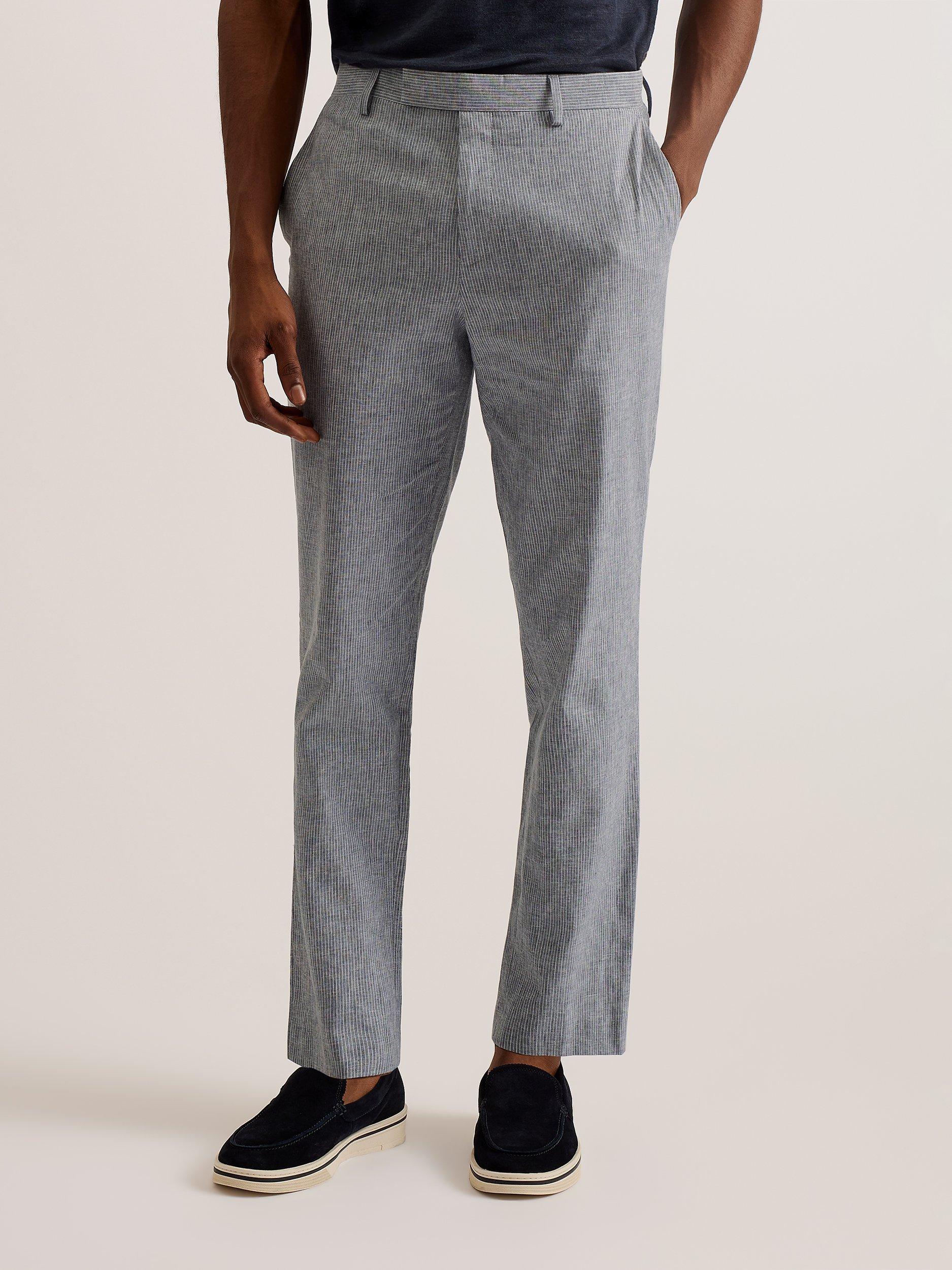 Ted Baker Pinstripe Slim Tailored Trousers, Light Grey