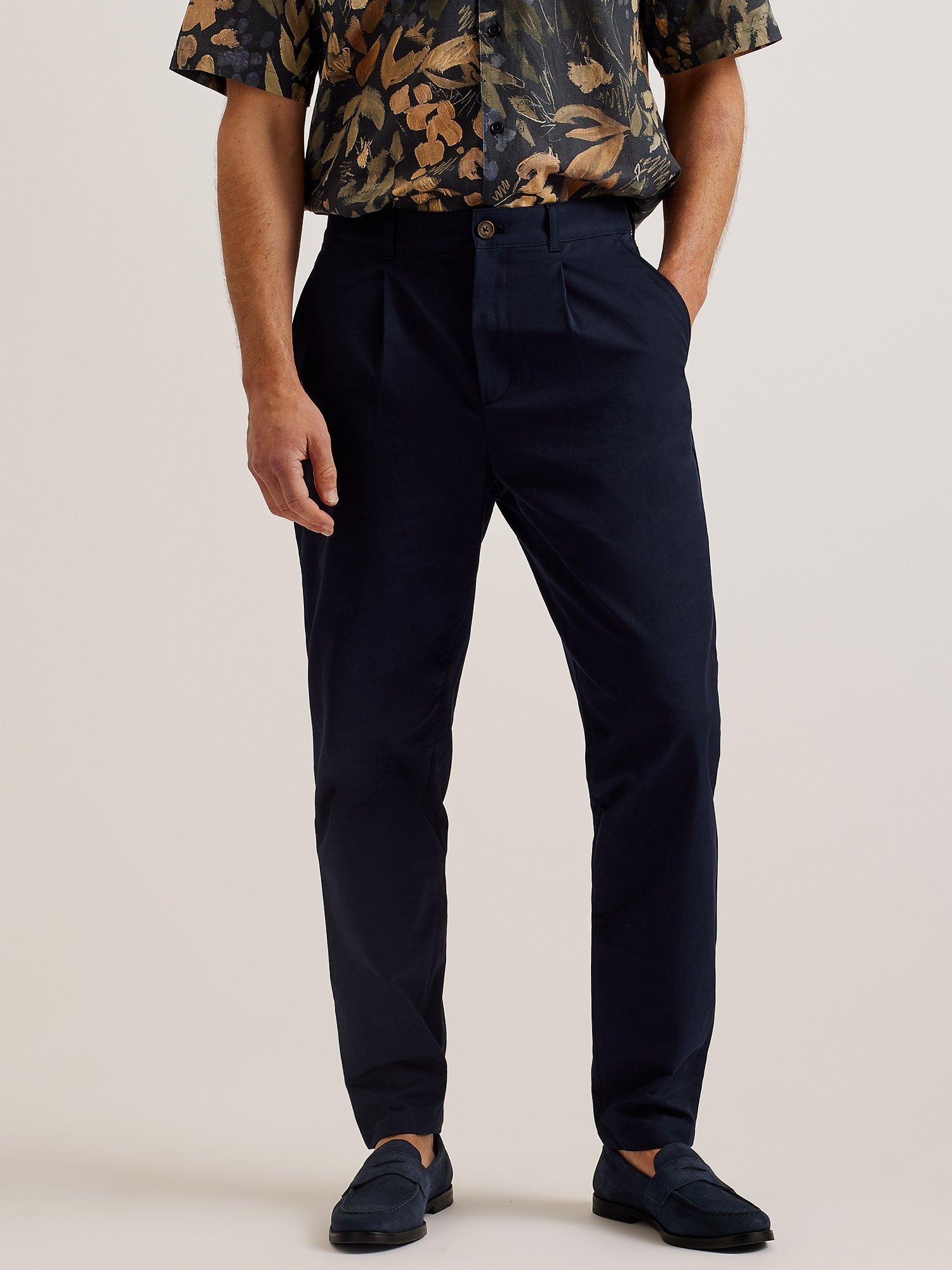 Ted Baker Holmer Linen Blend Chino Trousers, Navy