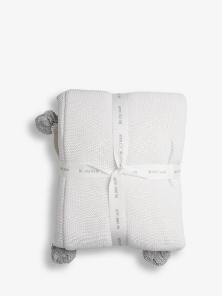 The Little Tailor Pom Pom Baby Blanket - view 2, White