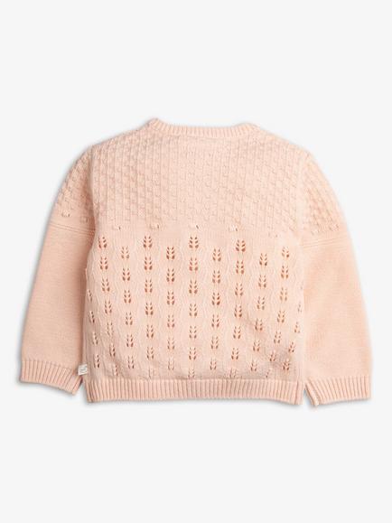 The Little Tailor Baby Cotton Pointelle Knit Cardigan, Pink - view 2, Pink