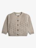 The Little Tailor Baby Cotton Pointelle Knit Cardigan, Fawn