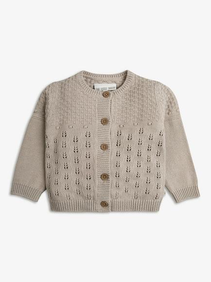 The Little Tailor Baby Cotton Pointelle Knit Cardigan, Fawn, Fawn