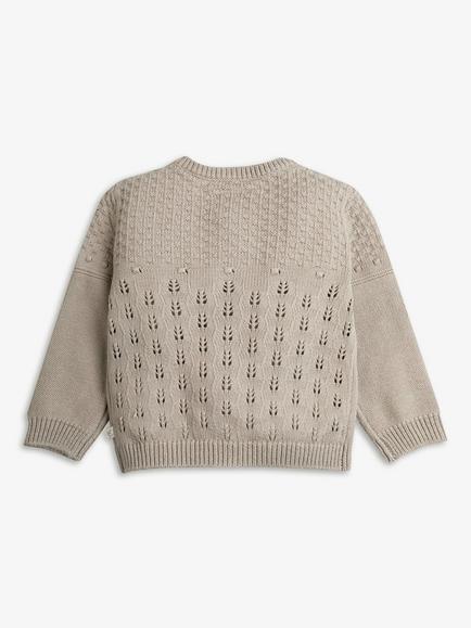 The Little Tailor Baby Cotton Pointelle Knit Cardigan, Fawn - view 2, Fawn