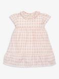 The Little Tailor Baby Gingham Ruffle Neck Dress & Bloomer Set, Pink