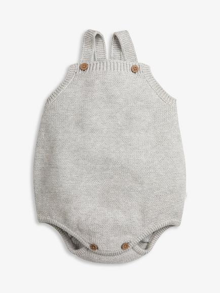 The Little Tailor Baby Cotton Knit Romper, Grey