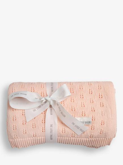The Little Tailor Cotton Pointelle Baby Blanket, Pink, Pink