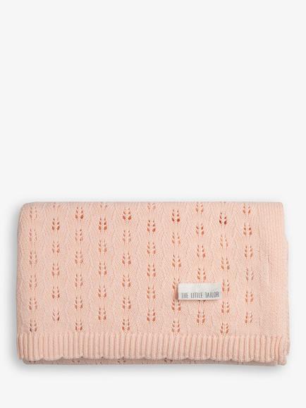 The Little Tailor Cotton Pointelle Baby Blanket, Pink - view 2, Pink