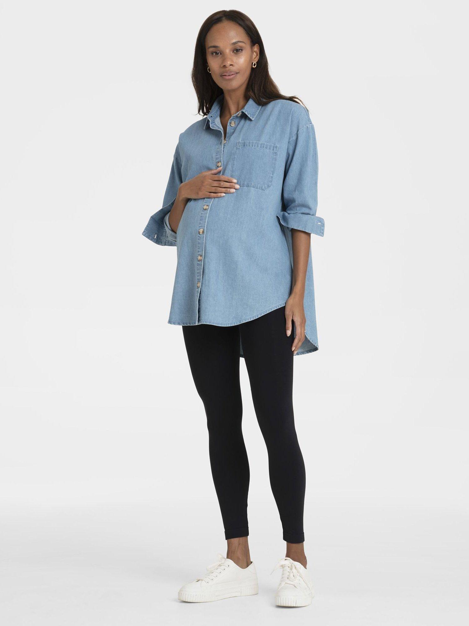 Product image 1 of 3, which shows Seraphine Floryn Denim Maternity Shirt, Blue, 6