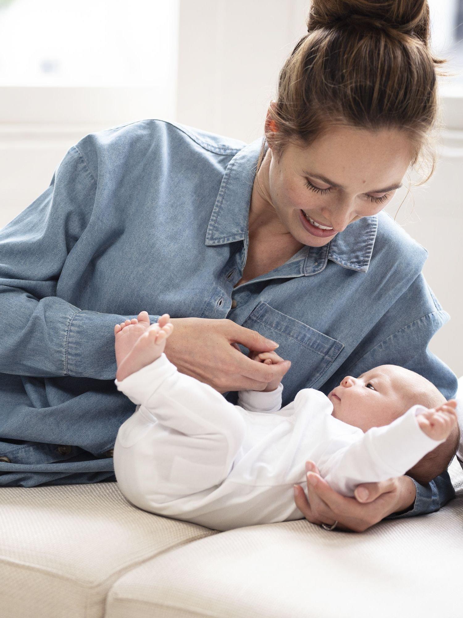 Product image 3 of 3, which shows Seraphine Floryn Denim Maternity Shirt, Blue, 6