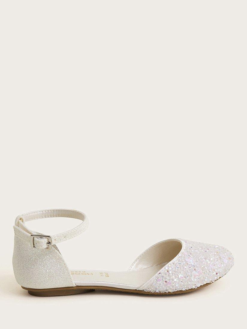 Monsoon Kids' Dazzle Sparkle Ballet Pumps, Ivory