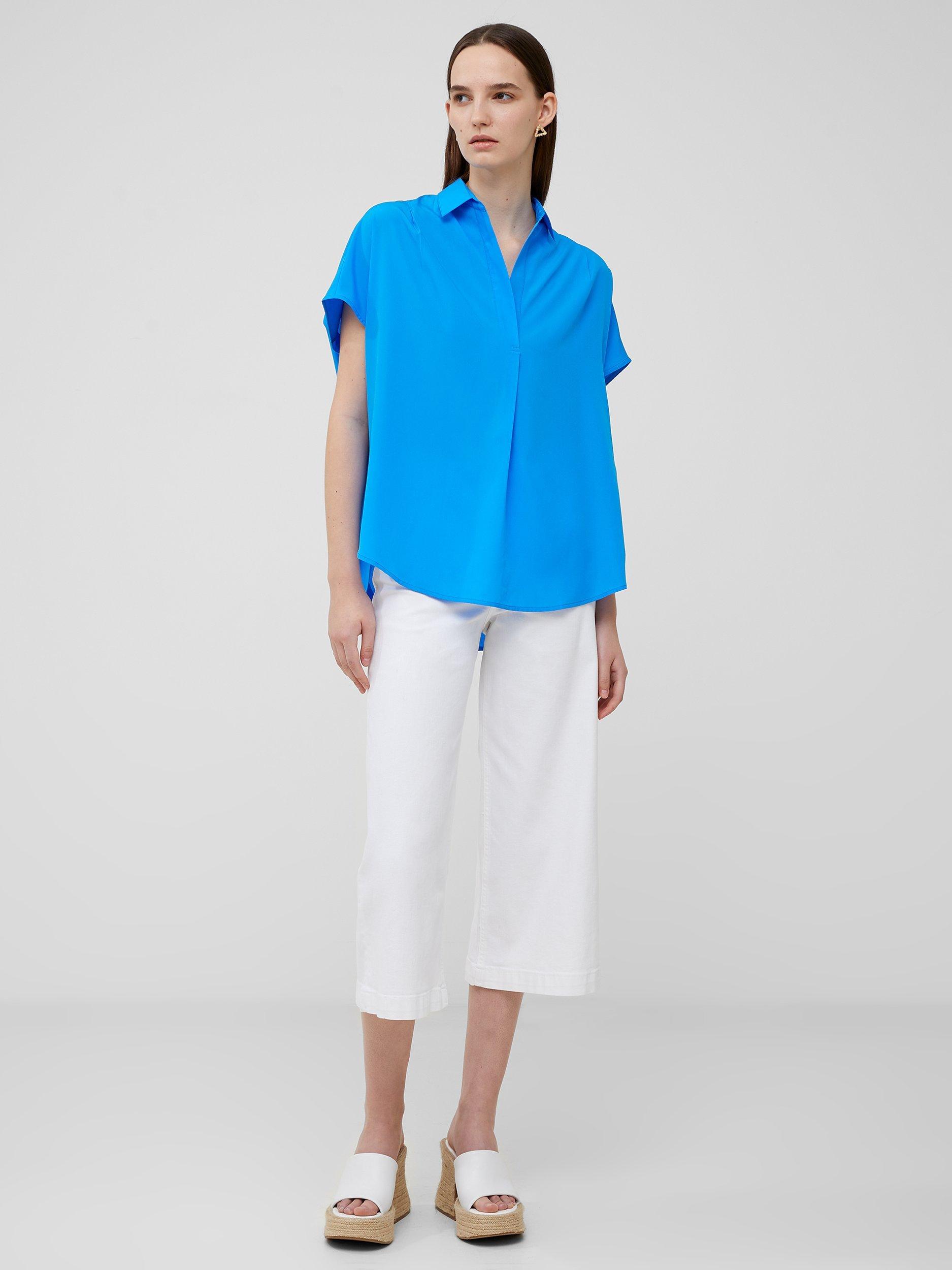 French Connection Crepe Sleeveless Blouse, Blue Sea Star