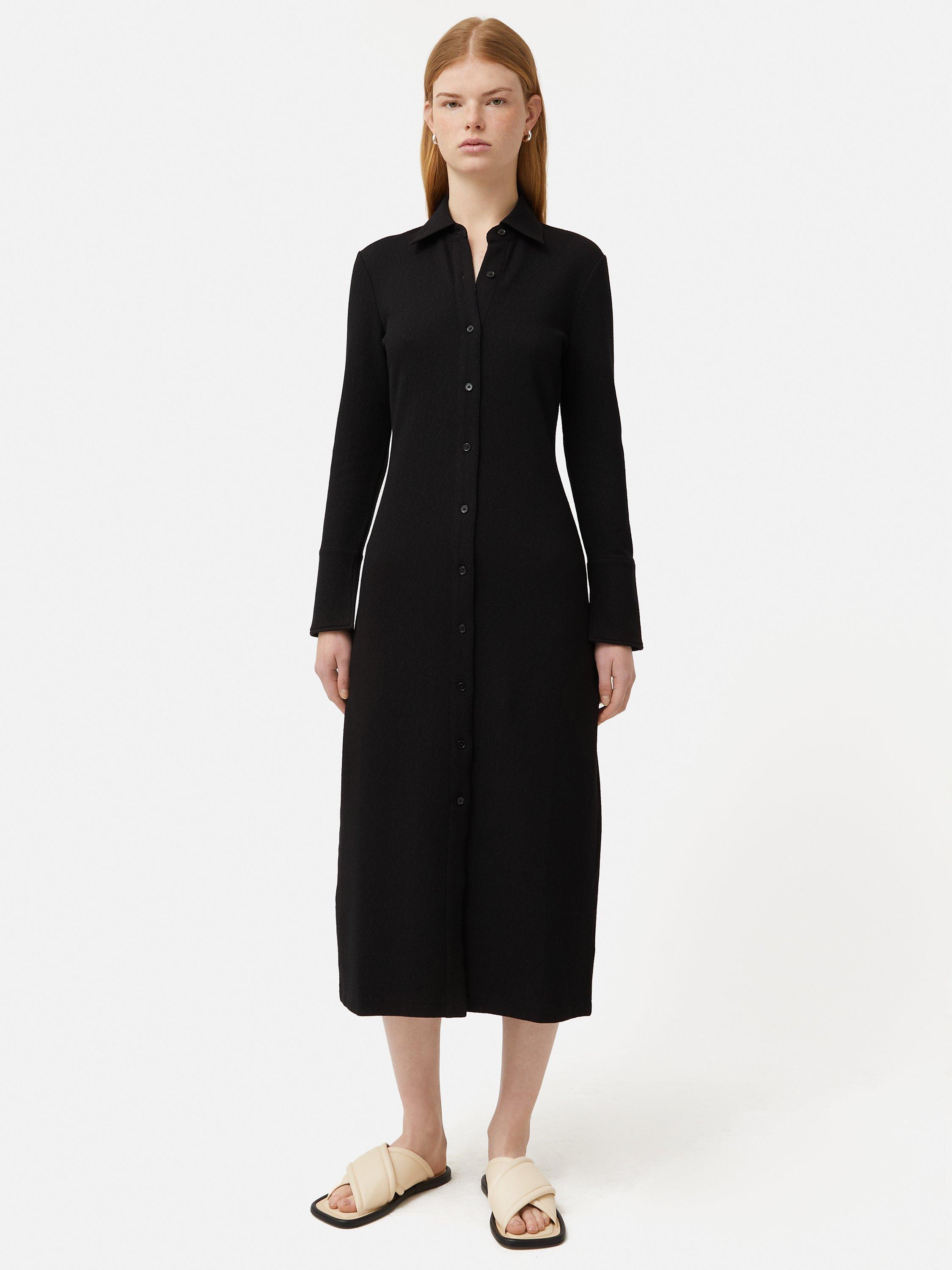Jigsaw Textured Midi Shirt Dress, Black