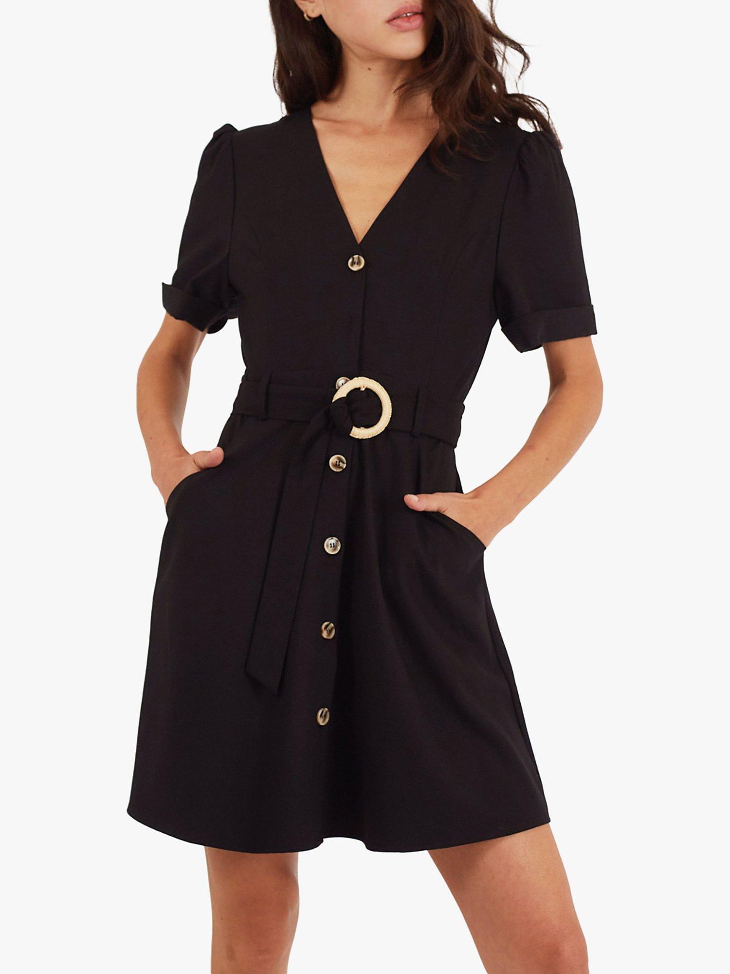 Traffic People Betty Rogue Rumours Belted Mini Dress, Black
