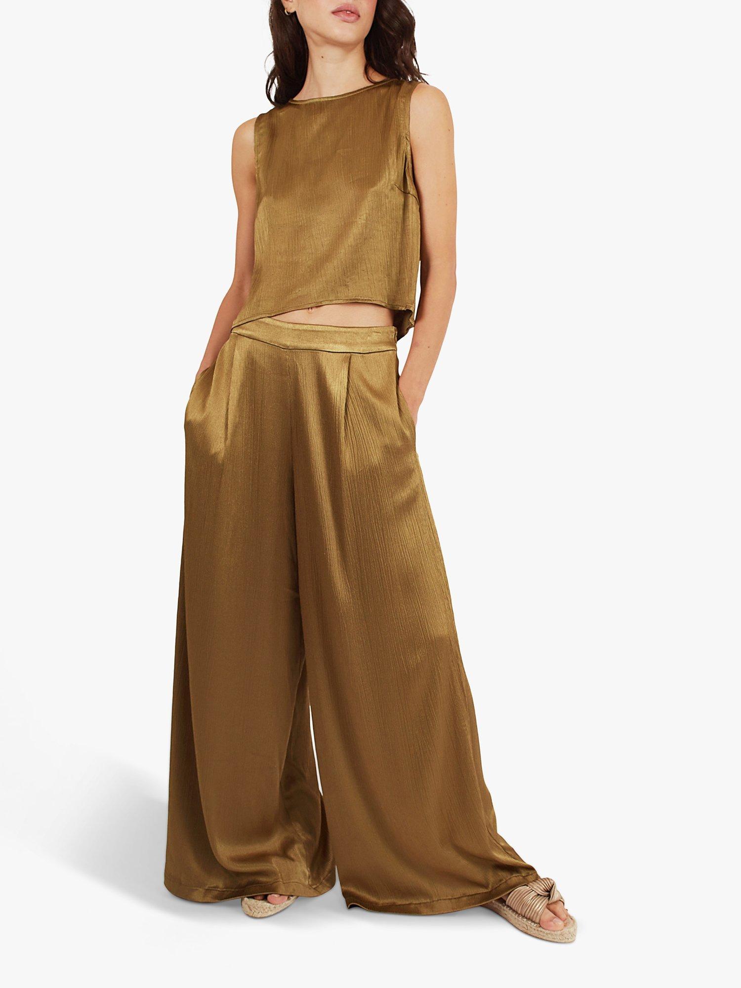 Product image 4 of 6, which shows Traffic People Breathless Evie Wide Leg Trousers, Olive, XS