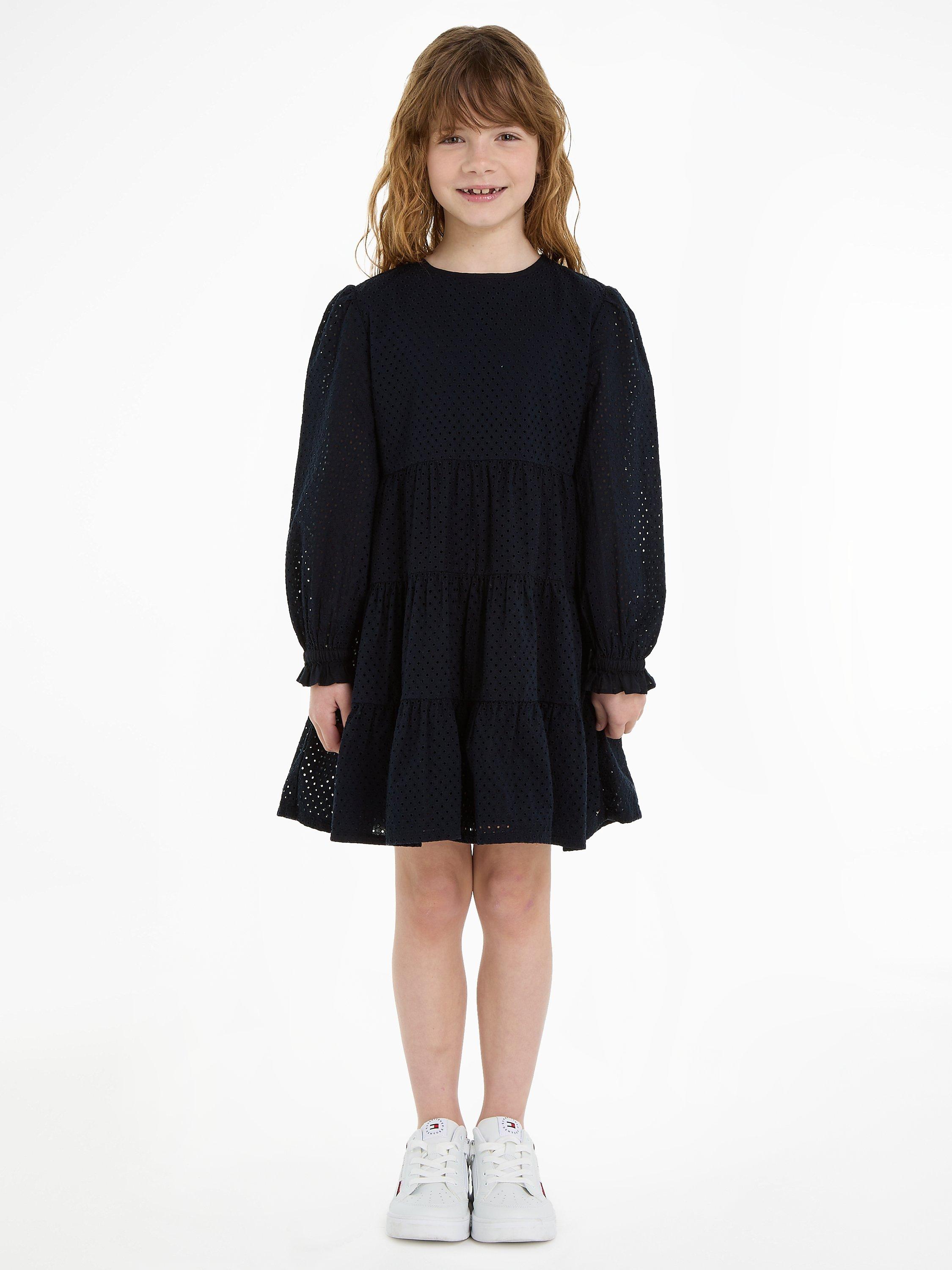 Tommy Hilfiger Kids' Broderie Tiered Dress, Desert Sky
