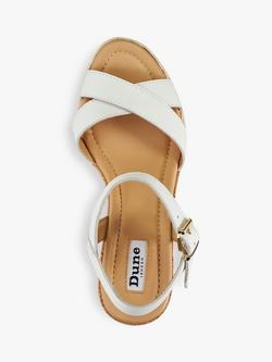 Dune London Kindest Leather Cross Strap Wedge Sandals - view 2, White