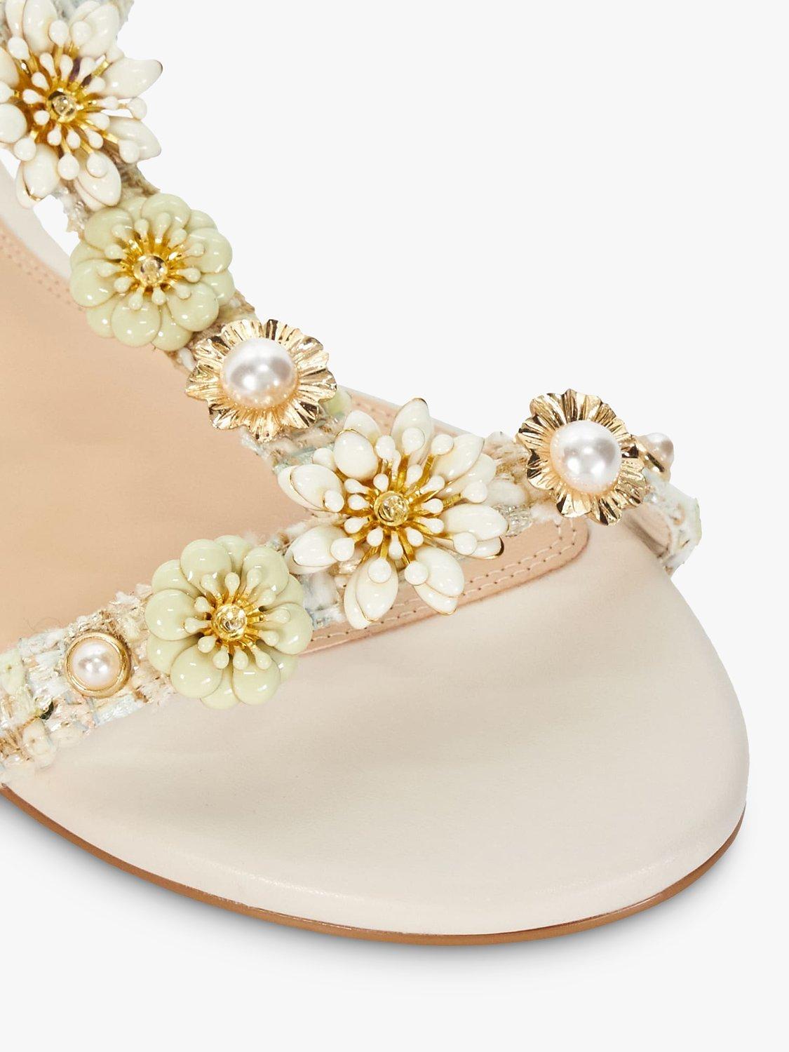Product image 5 of 6, which shows Dune London Nature Boucle Fabric Embellished Sandals, Cream/Multi, 3