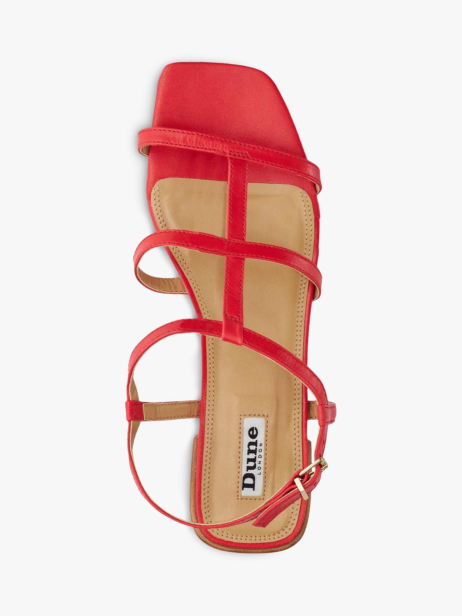 Product image 4 of 6, which shows Dune London Ladi Leather Sandals, Red, 3