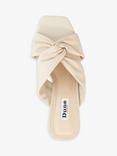 Dune Wide Fit Maizing Soft Leather Twist Strap Mules, Cream