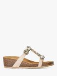 Dune Kaleidoscopes Leather Embellished Cork Wedge Sandals, Ecru