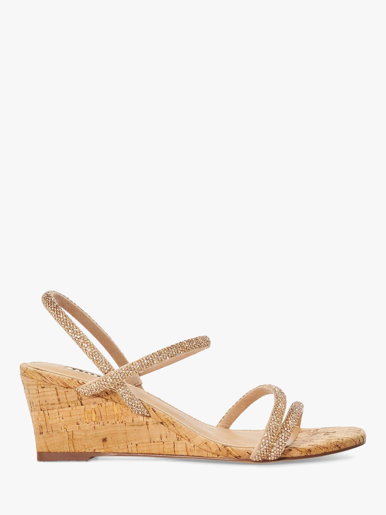 Product image 1 of 6, which shows Dune London Kalia Embellished Cork Wedge Sandals, Blush, 4