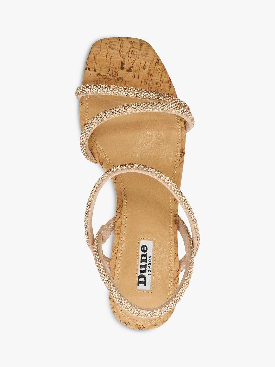 Product image 2 of 6, which shows Dune London Kalia Embellished Cork Wedge Sandals, Blush, 4