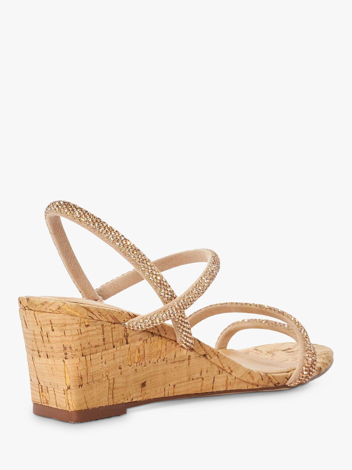Product image 4 of 6, which shows Dune London Kalia Embellished Cork Wedge Sandals, Blush, 4