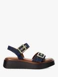 Dune Loells Denim Flatform Buckle Sandals, Navy