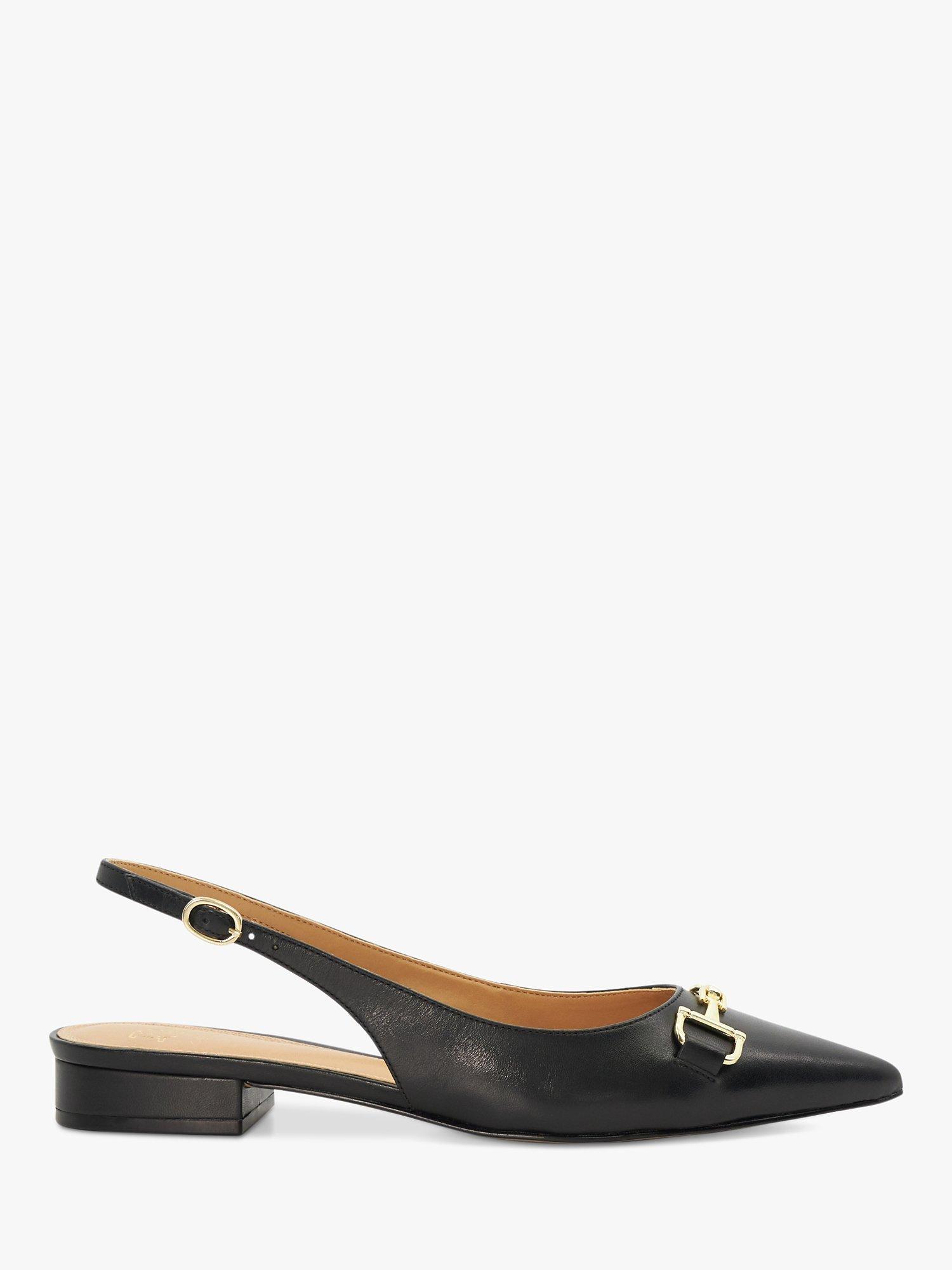 Dune Wide Fit Hopeful Snaffle Trim Slingback Pumps, Black