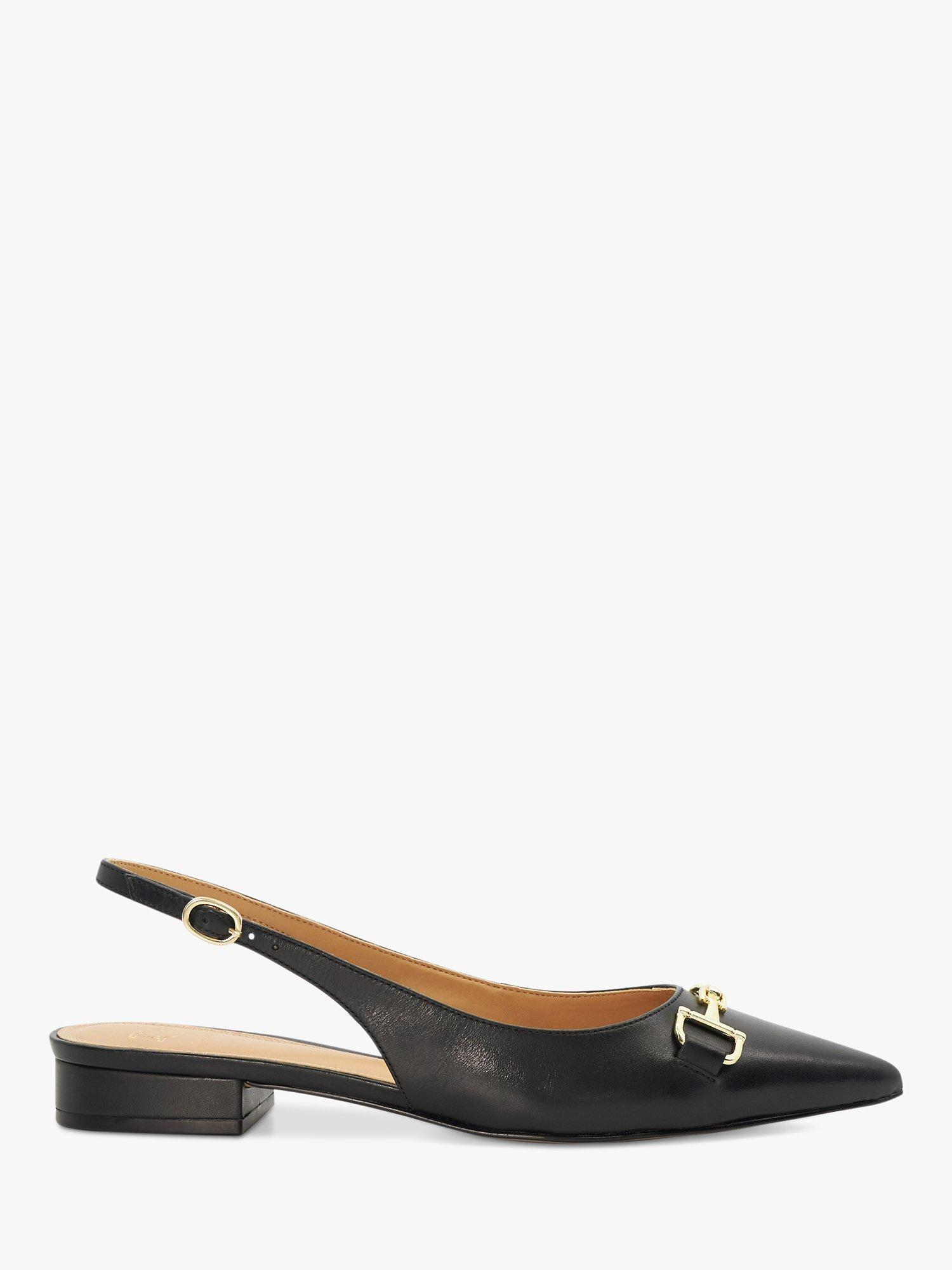 Dune Wide Fit Hopeful Snaffle Trim Slingback Pumps, Black, 3