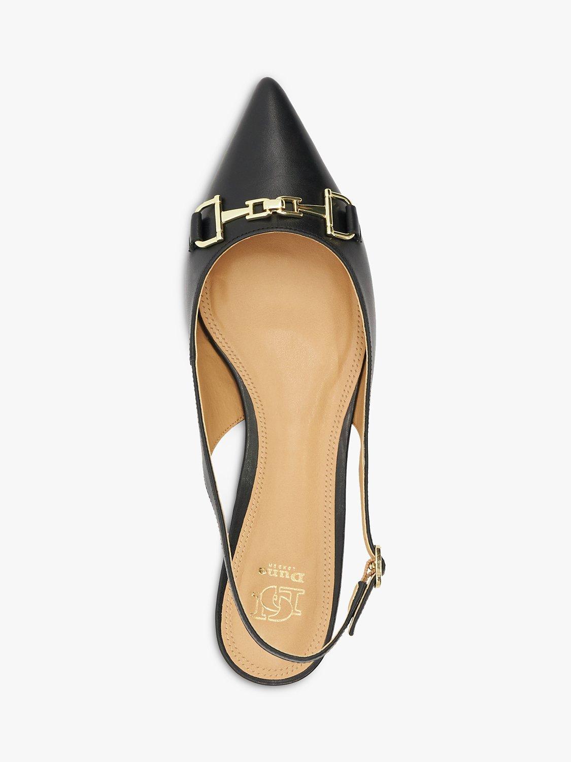 Dune Wide Fit Hopeful Snaffle Trim Slingback Pumps, Black, 3