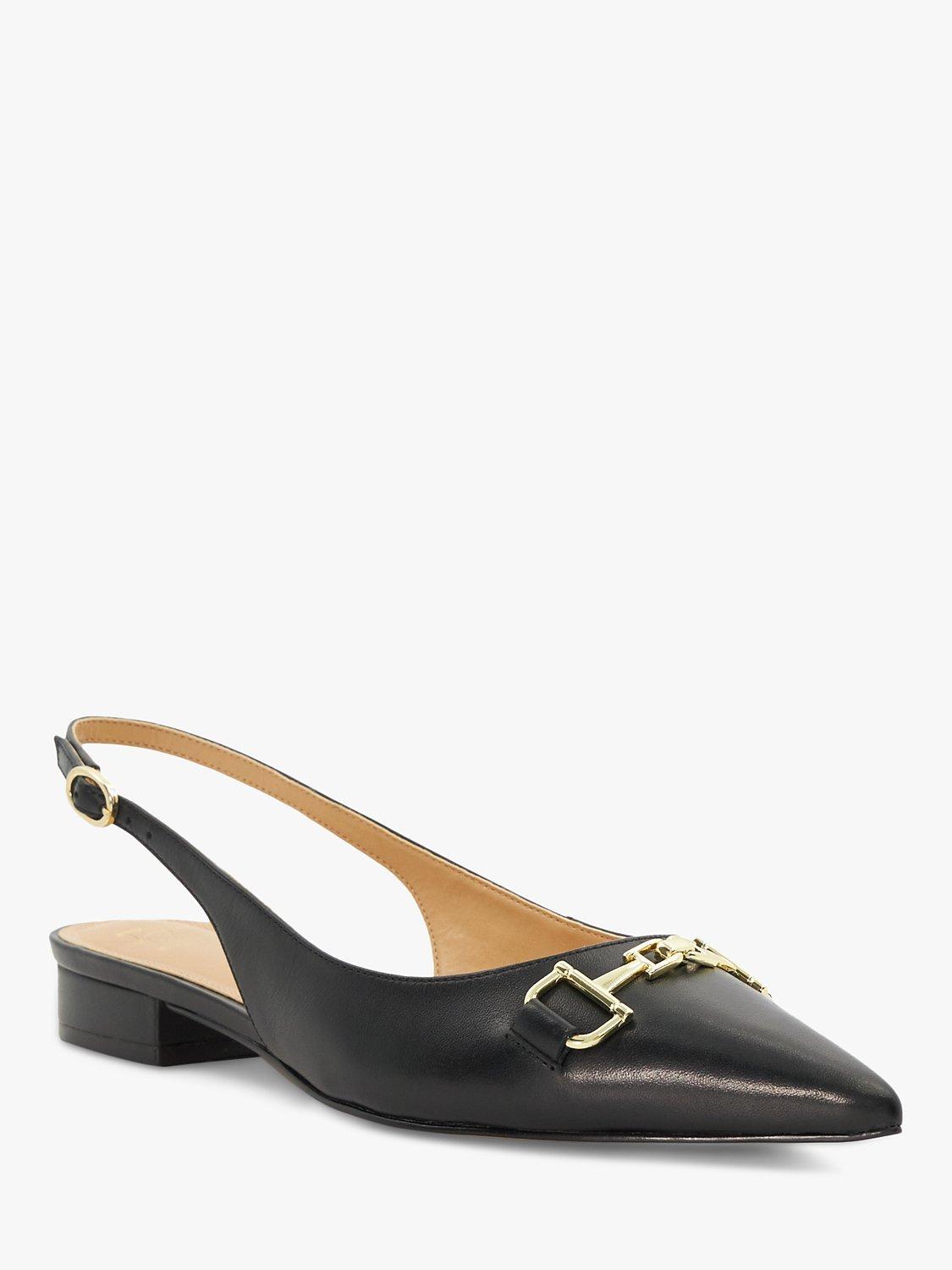 Dune Wide Fit Hopeful Snaffle Trim Slingback Pumps, Black, 3