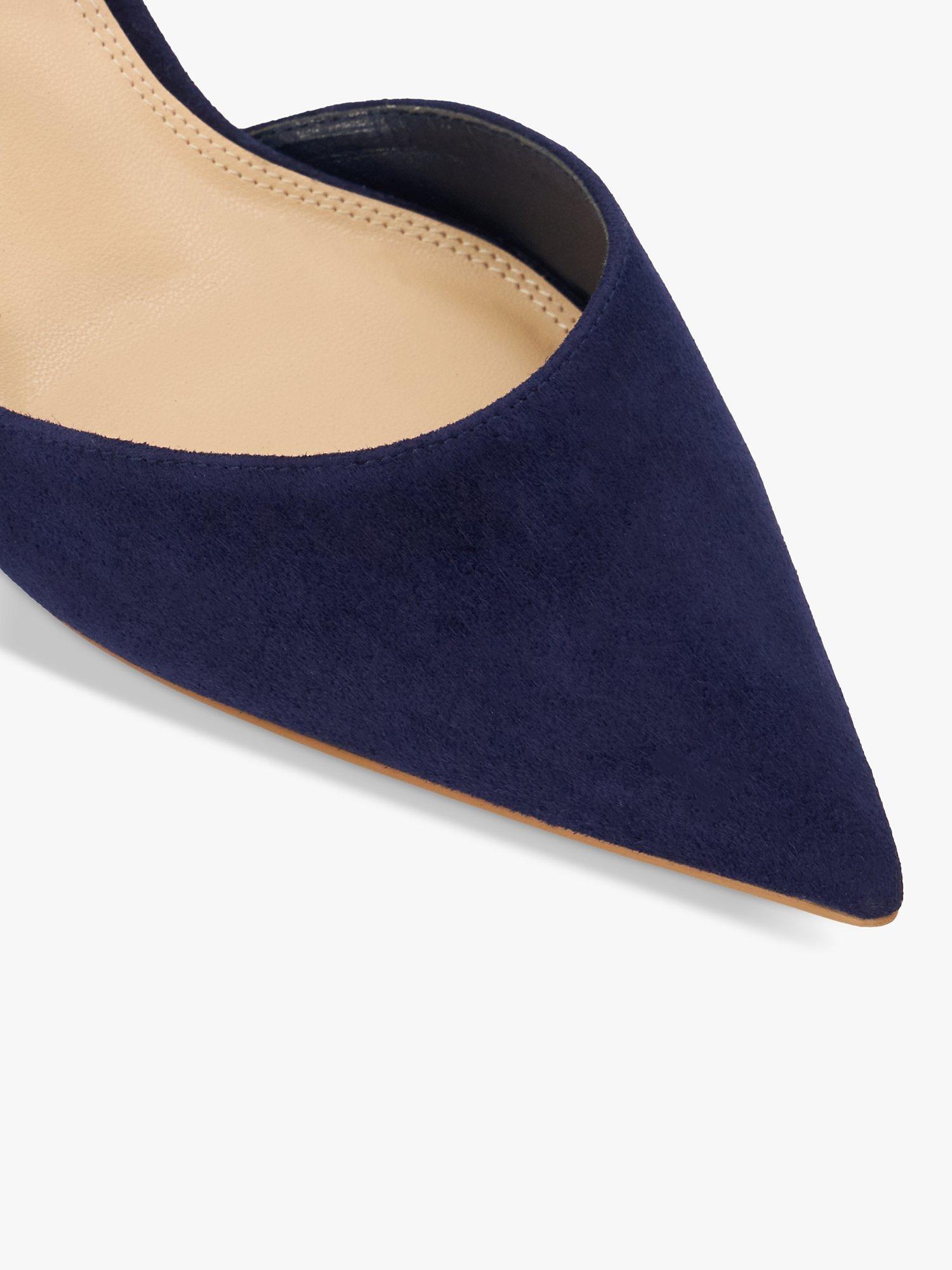 Product image 5 of 5, which shows Dune London Wide Fit Classical Suede Elasticated Open Court Shoes, Navy, 3