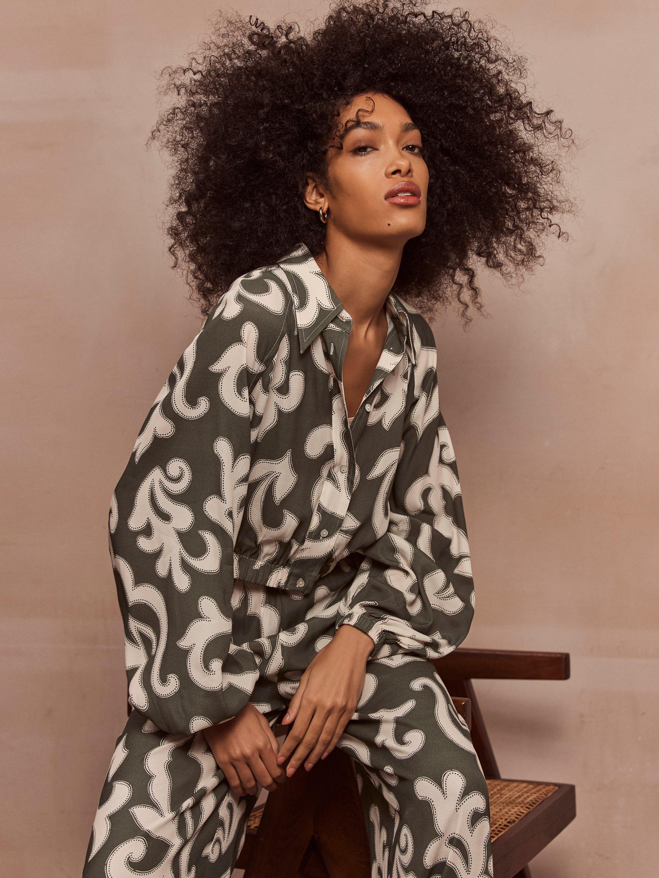 Mint Velvet Cropped Shirt, Khaki