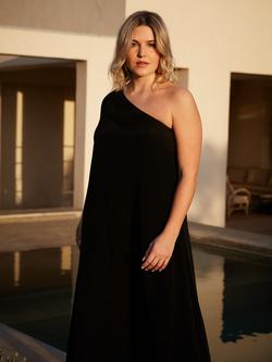 Live Unlimited Curve One Shoulder Midi Dress, Black - view 2, Black