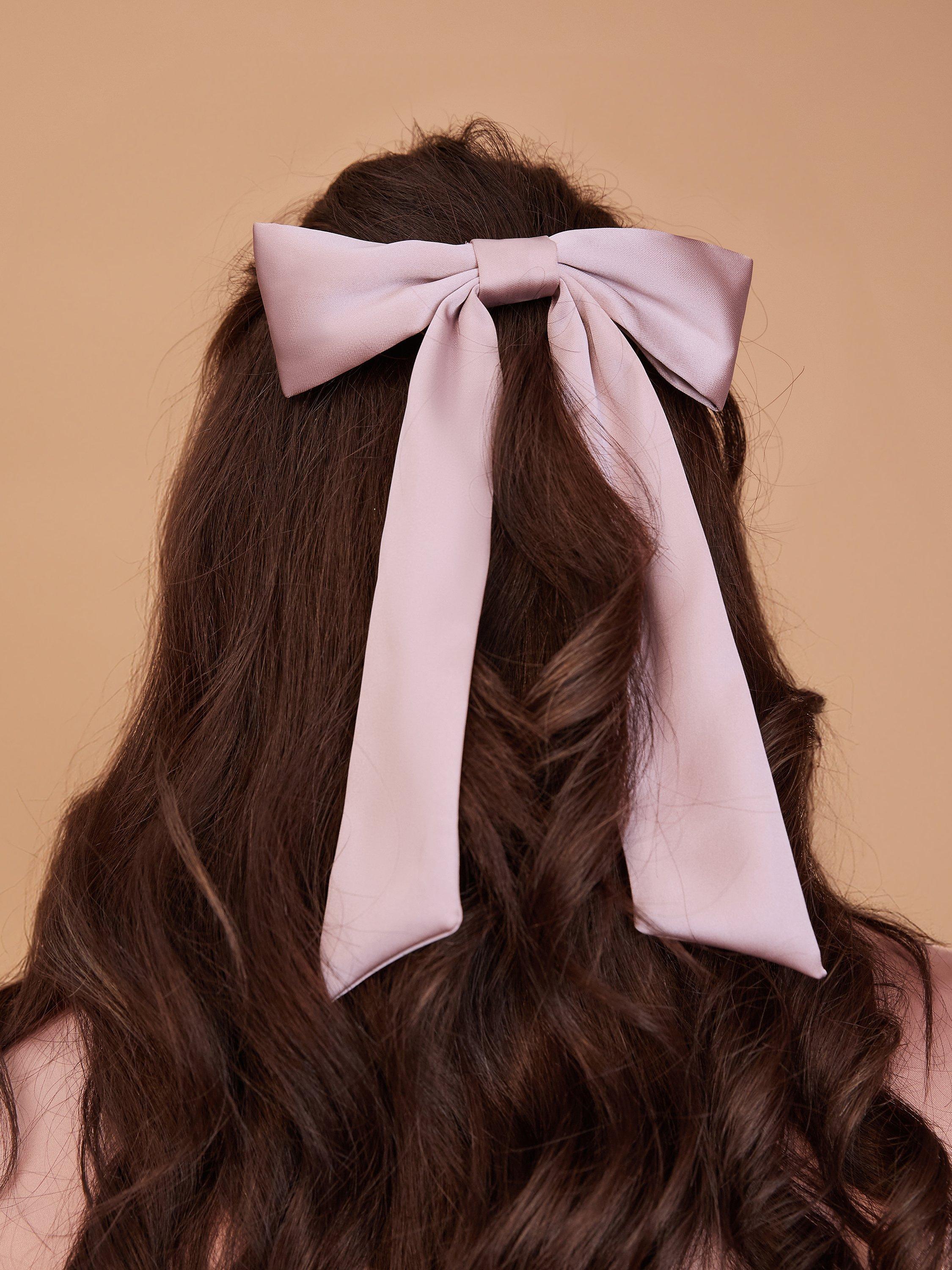 Product image 1 of 2, which shows Rewritten Satin Hair Bow, Rose Pink, One Size