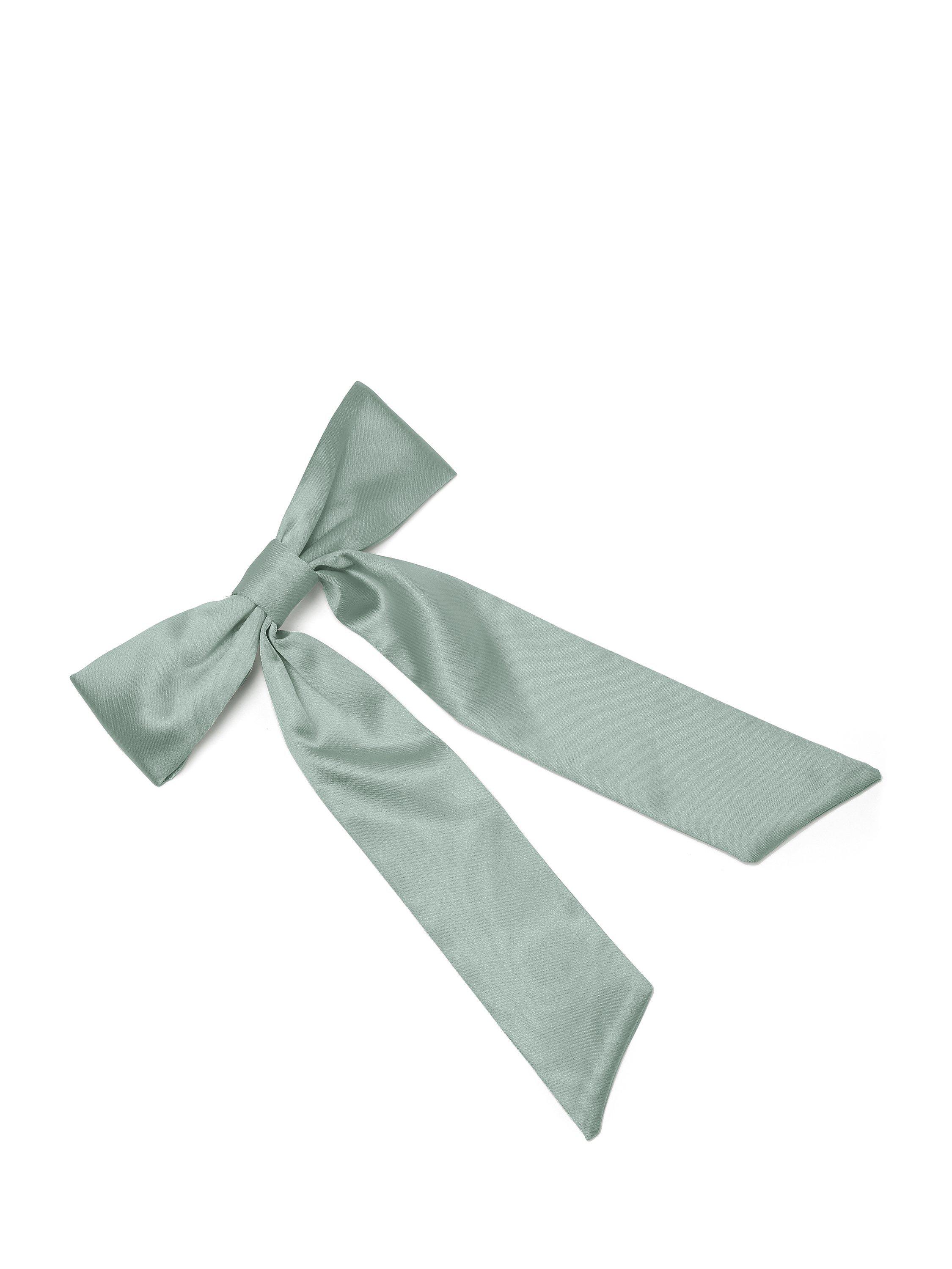 Product image 2 of 2, which shows Rewritten Satin Hair Bow, Sage Green, One Size