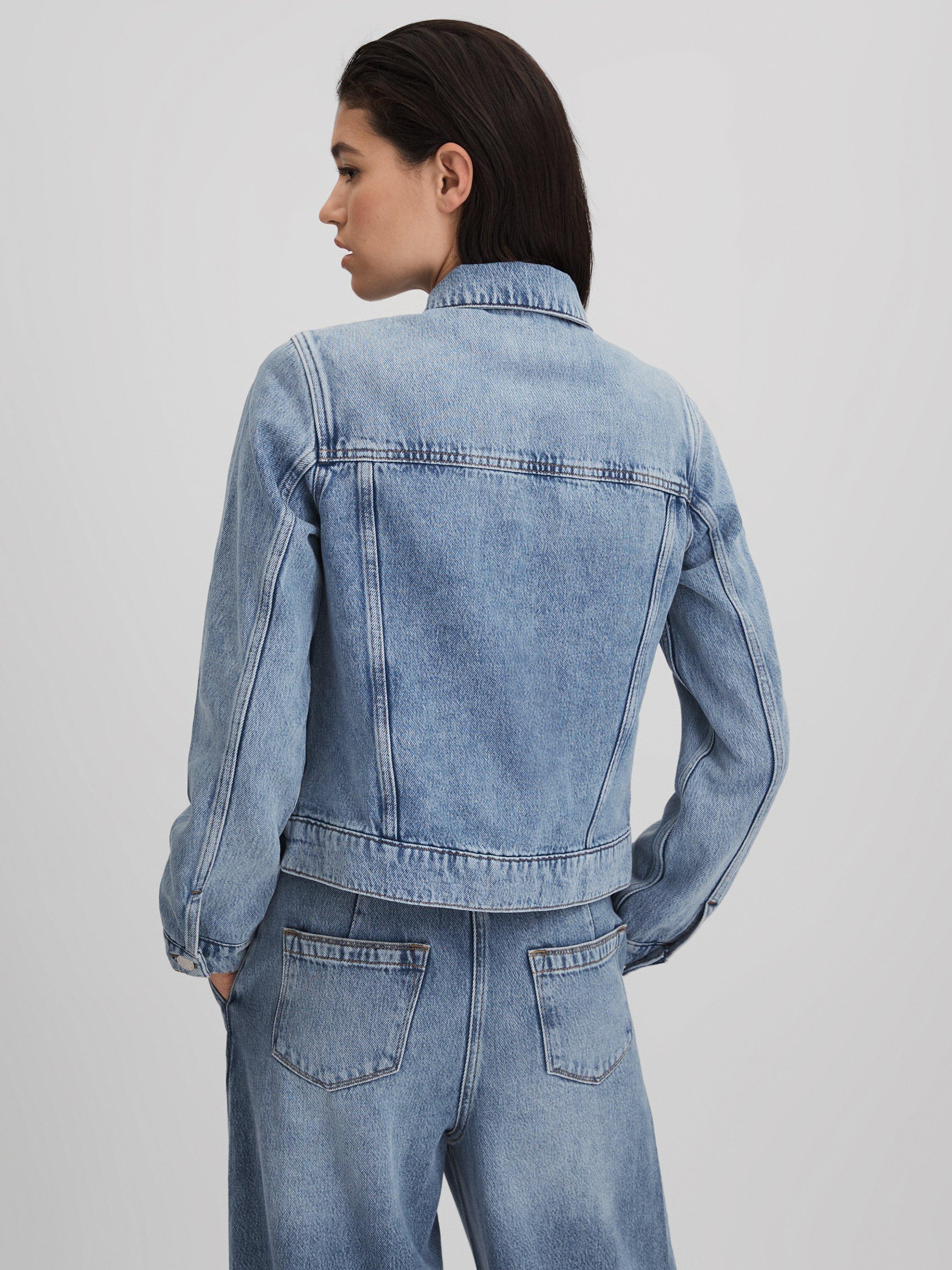 Reiss Ellen Denim Jacket Mid Blue