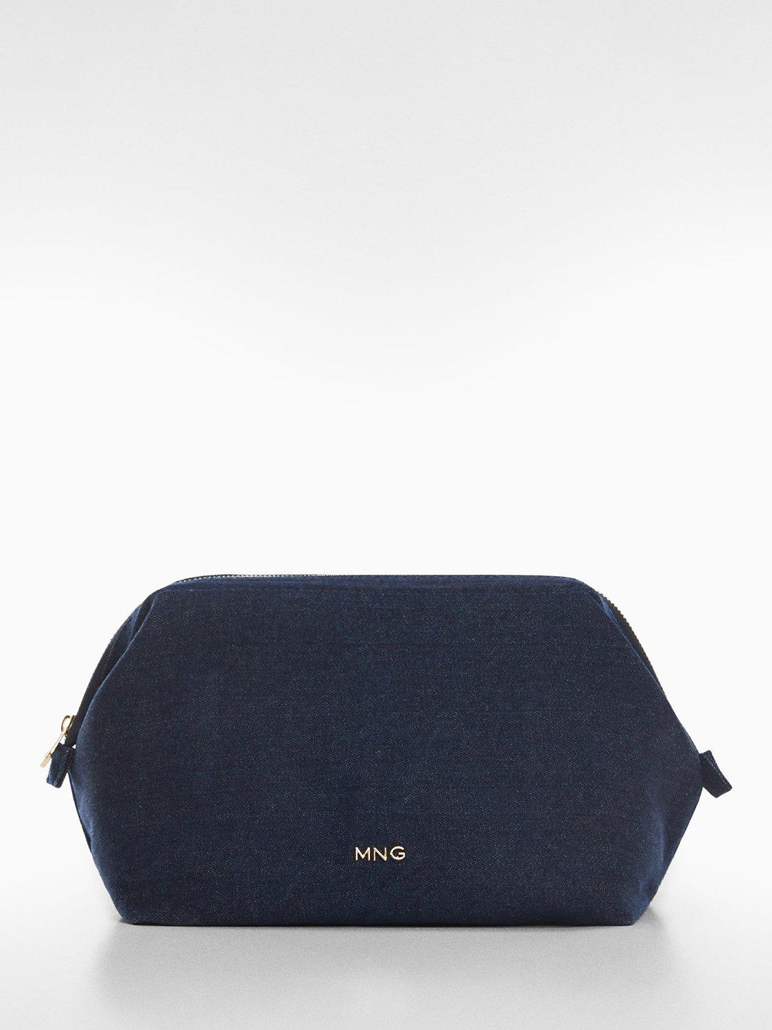 Mango Coyote Denim Toiletry Bag, Open Blue