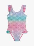 Angels by Accessorize Kids' Iridescent Mermaid Scale Print Frill Swimsuit, Multi