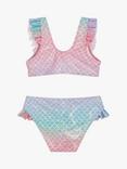 Angels by Accessorize Kids' Iridescent Mermaid Scale Print Frill Bikini, Multi