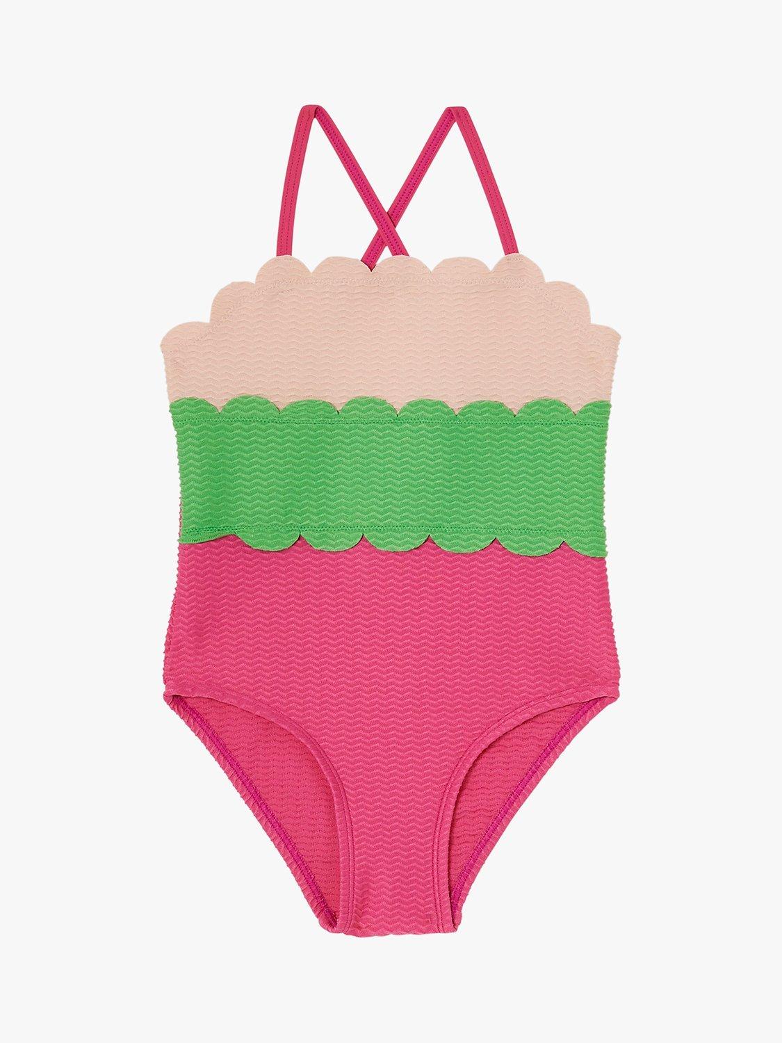 Angels by Accessorize Kids' Scallop Colour Block Swimsuit, Multi