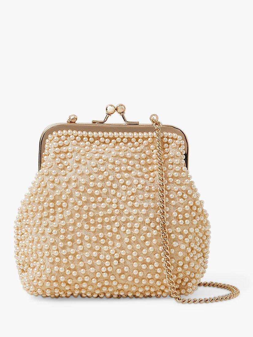 Angels by Accessorize Kids' Pearl Clip Frame Bag, Natural