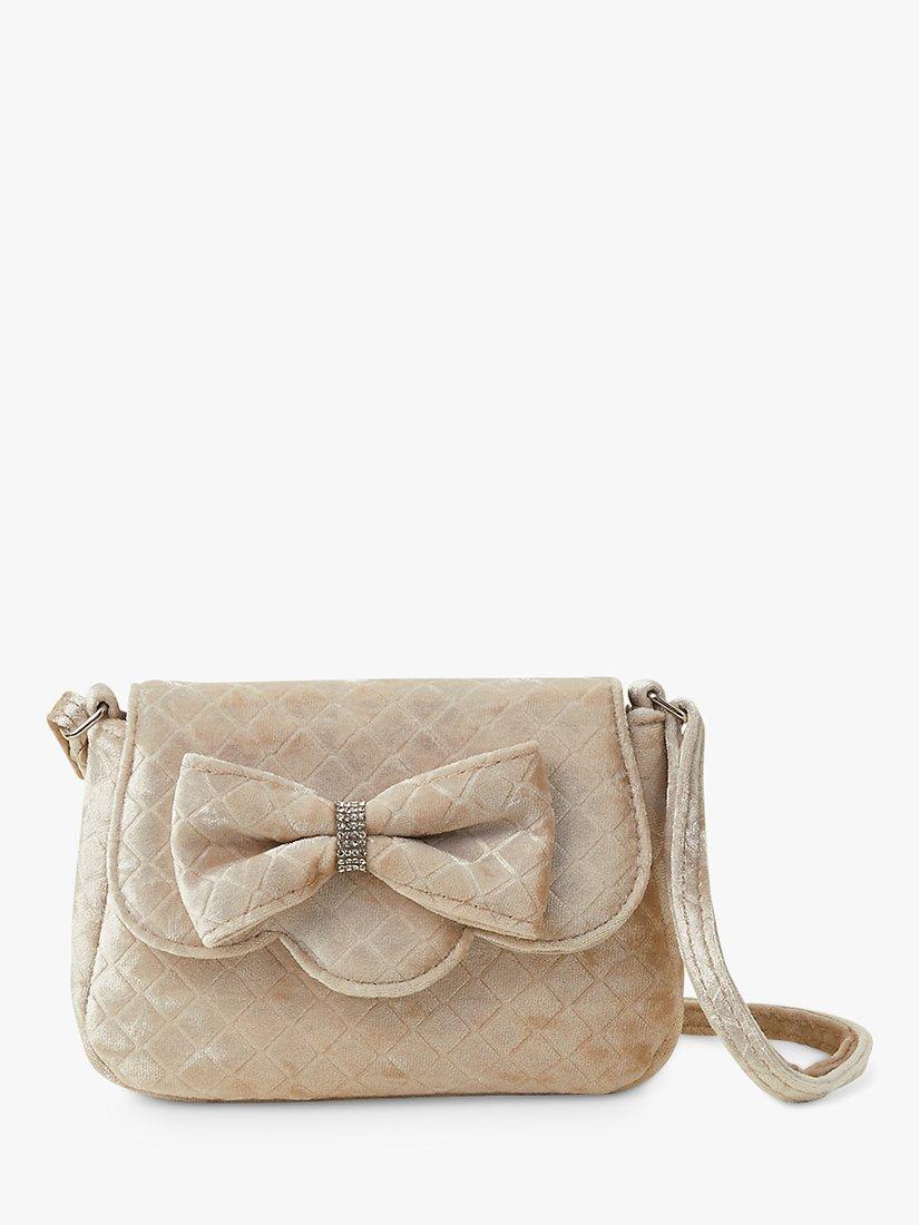 Angels by Accessorize Kids' Velvet Bow Bag, Champagne