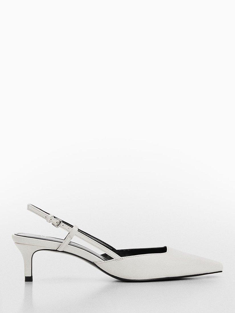 Mango Lulita Kitten Heel Slingback Court Shoes, White