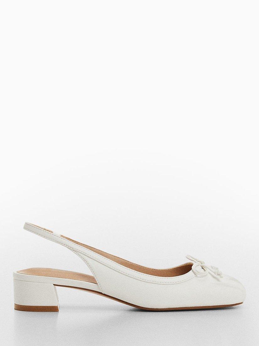 Mango Lago Block Heel Slingback Court Shoes, White
