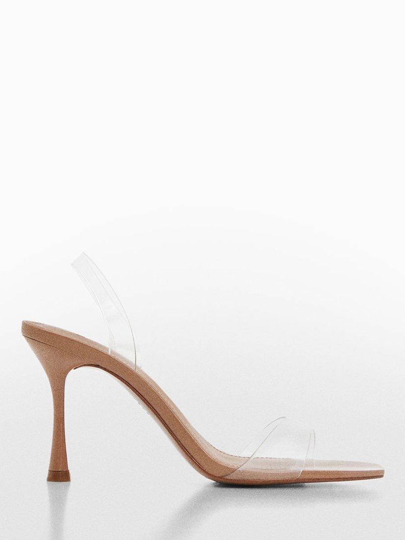 Product image 1 of 5, which shows Mango Belma Transparent Heel Sandals, Light Pastel Pink, 3