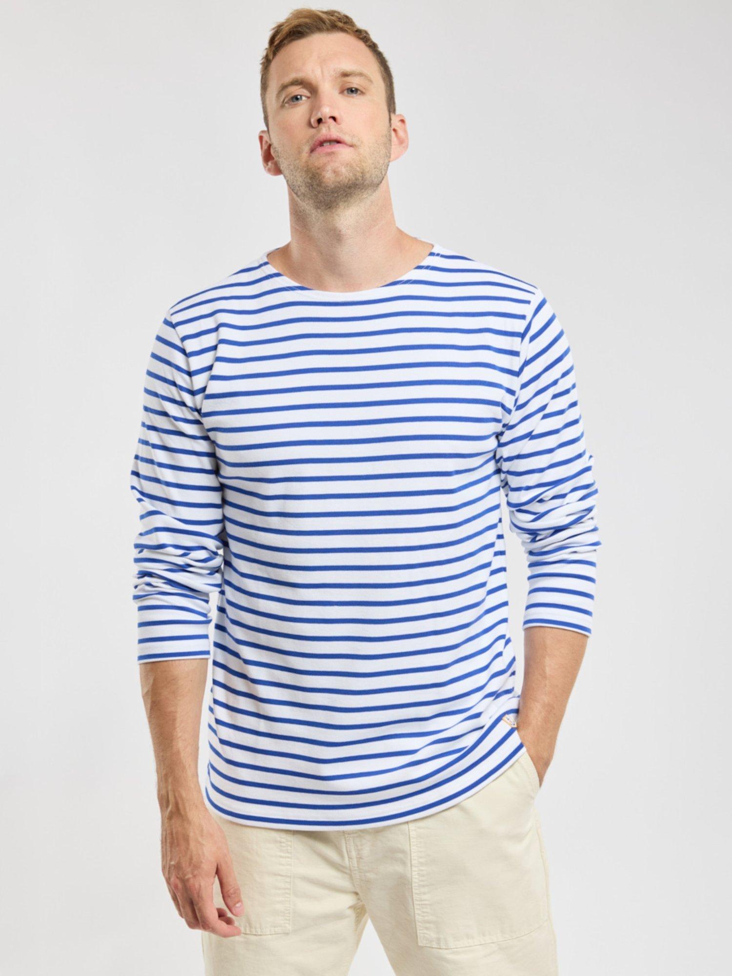 Armor Lux Breton Long Sleeve Stripe Shirt, White/Blue