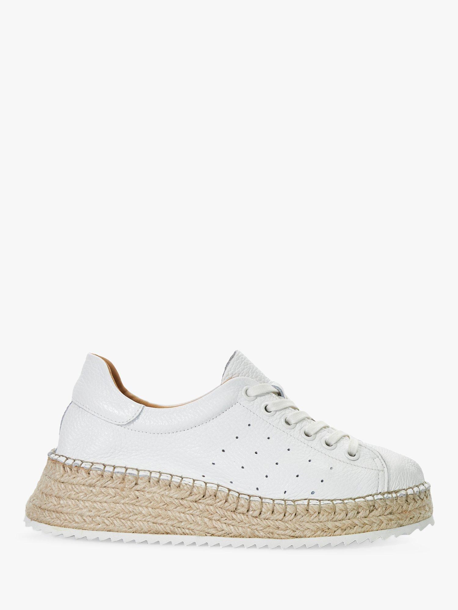 Product image 1 of 6, which shows Dune Explainedd Leather Lace-Up Wedge Espadrille Shoes, White, 3
